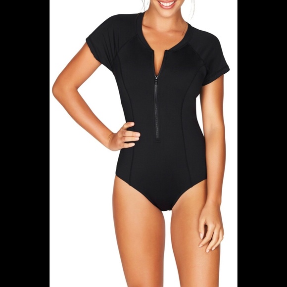 NEW‎ Sea Level Front Zip One-Piece Swimsuit in Black [ 12 US ] - Picture 3 of 12